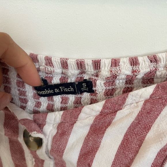 Abercrombie & Fitch Puff Sleeve Striped Blouse Top - Picture 3 of 4